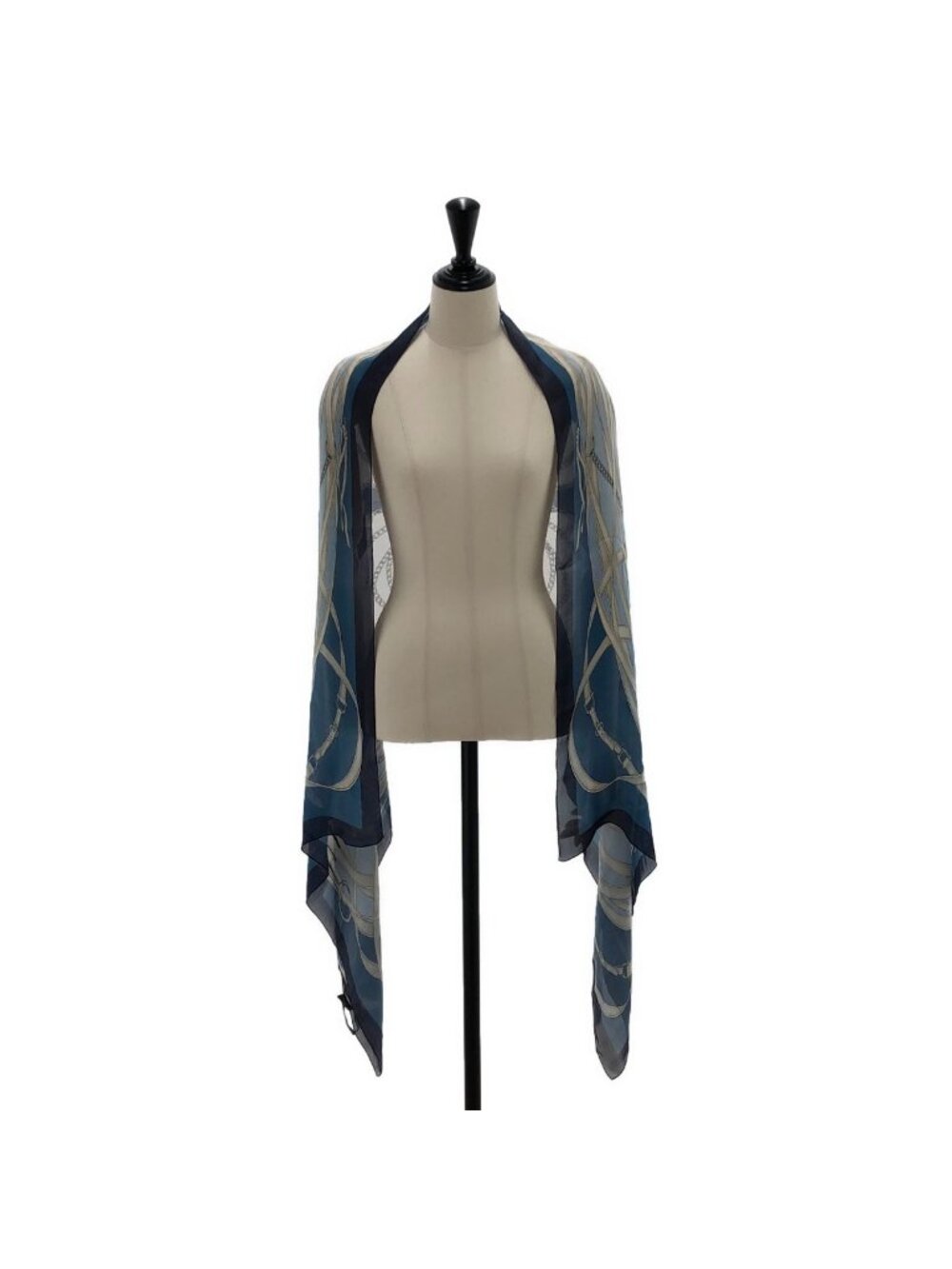 Gucci Silk'in Turlocking All Over Print Large Shawl Blue Scarf